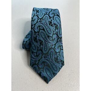 Bill Robinson Black, Green/Blue, Purple Paisley Pattern Handmade Tie NWOT